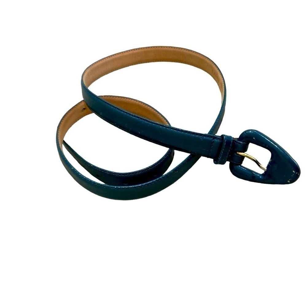 Vintage 1990’s Liz Claiborne dark green leather skinny belt 3/4 inch width large
